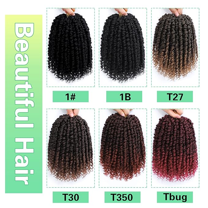Passion Twist Crochet Hair 10 inch 8 Packs，Passion Twist Hair, Pre-Twisted Passion Twist Crochet Hair for Black Women Passion Twist Curly Crochet Hair…