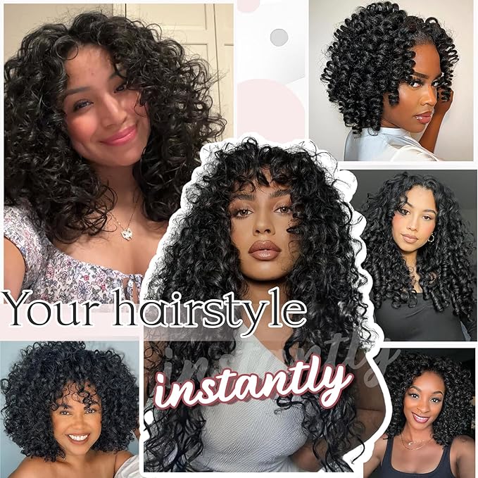 7 Packs Gogo Curl Crochet Hair for Women 12 Inch Pre-Twisted Curly Crochet Hair Pre Looped Deep Ocean Water Wave Beach Curl Crochet Braids Synthetic Braiding Hair Extensions (12 Inch, 1B)