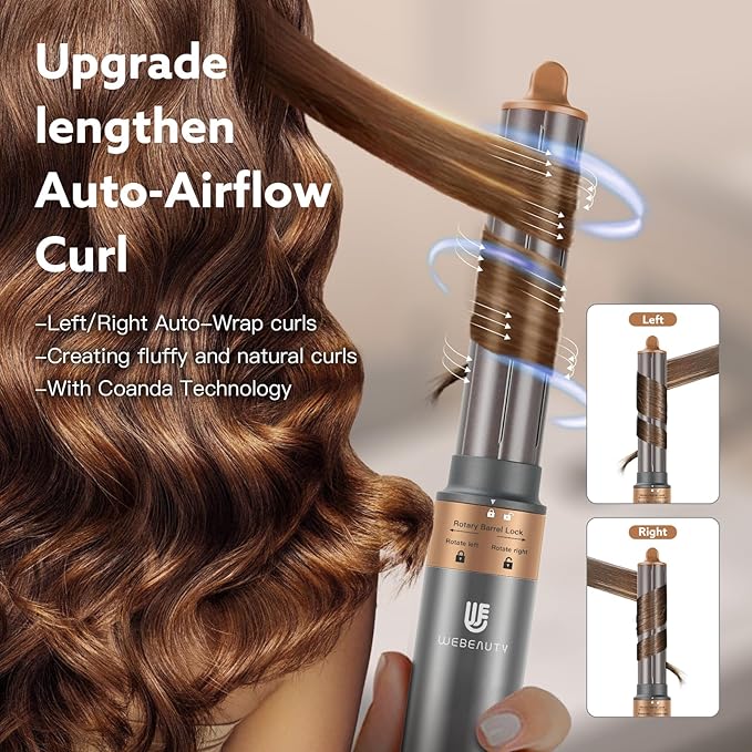 Hair Dryer Hot Air Styler: High-Speed Blow Dryers with Negative Ionic for Fast Drying Frizz Control, Airflow Auto Wrap Curling Iron Curler Oval Volumizer Round Brush for Styling Smoothing Volumizing