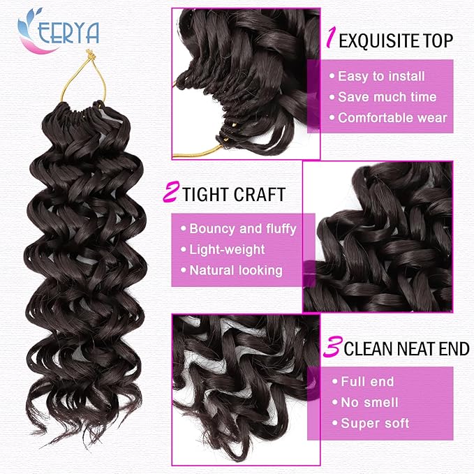 7 Packs GoGo Curl Crochet Hair 12 Inch Short Curly Crochet Hair for Women Deep Wave Beach Curl Crochet Braids Synthetic Braiding Hair Extensions(12 Inch, #4)