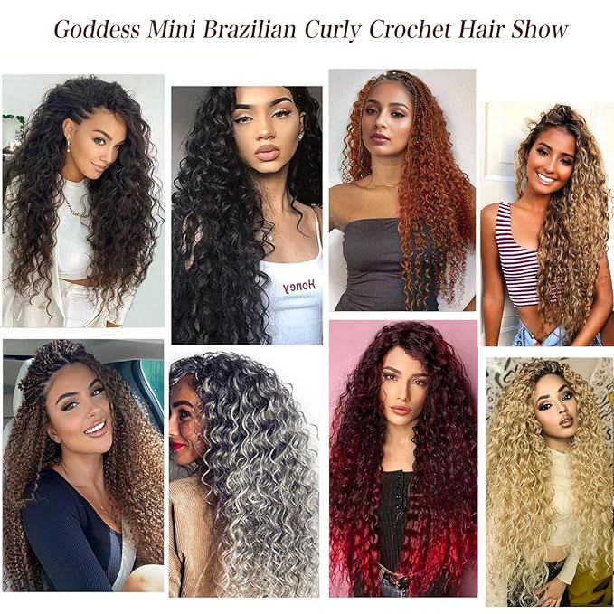 Xtrend 24 Inch Pre Looped Micro Curly Crochet Hair 8 Packs Honey Blond Brazilian Kinky Curly Braiding Hair Extensions Synthetic Deep Wave For Mini Senegalese Twist Hair for Women (30 Strands/Pack，27#)