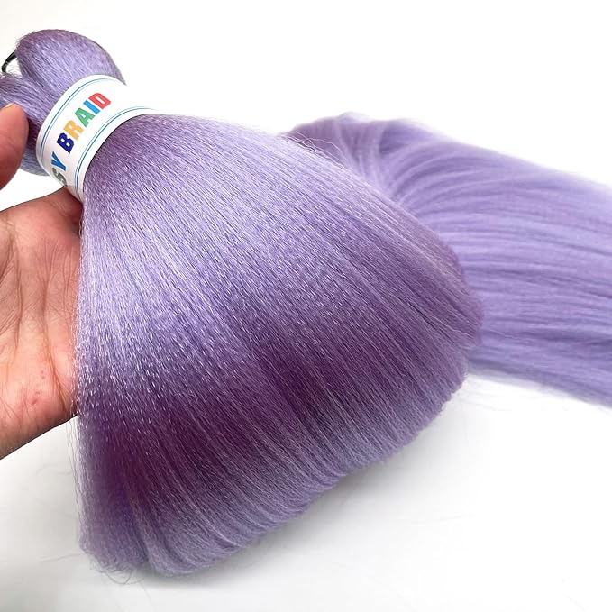 kids Light Purple Braiding Hair Pre Stretched Long Purple Hair for Braiding, Lavender Braiding hair Extensions for Stage Party Halloween Costume Cosplay Crochet Braids Non Toxic Braiding Hair 26 inch