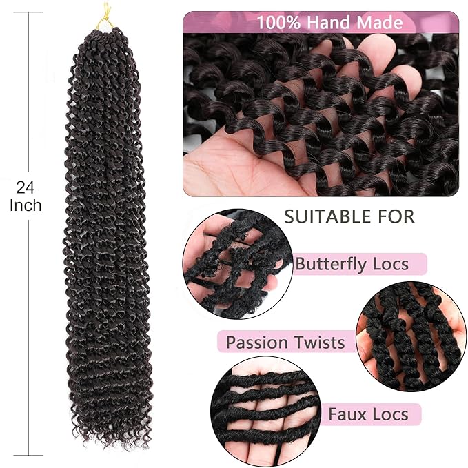 Passion Twist Hair 24 Inch 8 Packs Passion Twist Crochet Hair Braiding Hair Long Bohemian Spring Twist Hair Crochet Braids Synthetic Hair Extension (24 Inch, 99J)