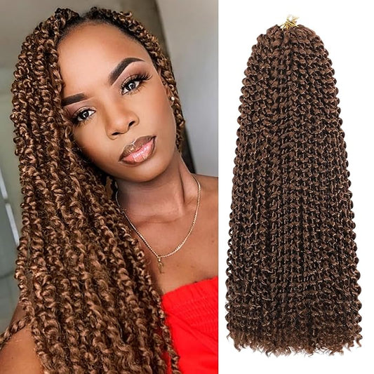 Passion Twist Hair 12 Inch 8 Packs Water Wave Crochet Hair Bohemian Braiding Hair for Boho Locs Pre Looped Crochet Braids Hair for Black Women （30#）