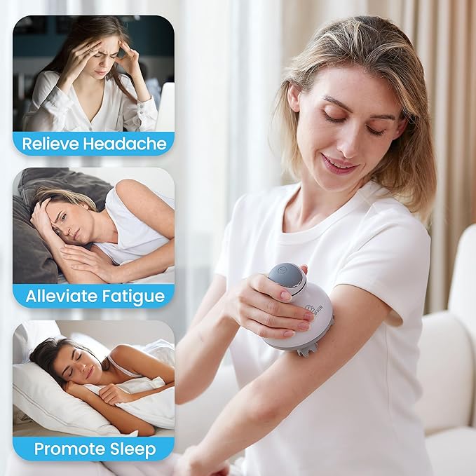 COMFIER Cordless Scalp Massager Hair Growth,Electric Head Massager Scalp Stress Relax with4 Soft Silicone Massage Heads,Waterproof Hair Massager Scalp,Dog&Cat Massager,Gifts for Him Her