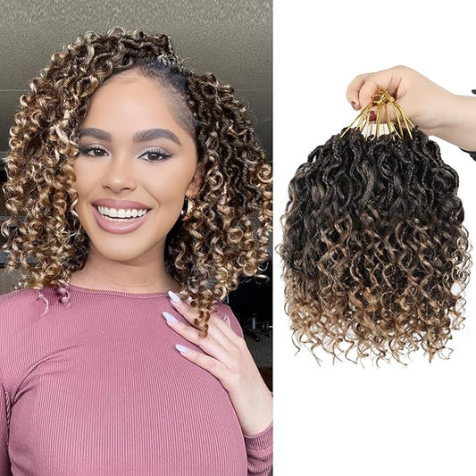 Goddess Locs Crochet Hair,8 Inch 9 Packs Faux Locs Synthetic Crochet Hair for Black Women, Boho Style Pre looped crochet with Curly Ends