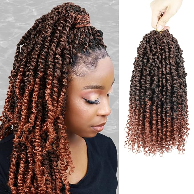 Passion Twist Hair - 8 Packs 12 Inch Passion Twist Crochet Hair For Women, Crochet Pretwisted Curly Hair Passion Twists Synthetic Braiding Hair Extensions (12 Inch 8 Packs, T350)