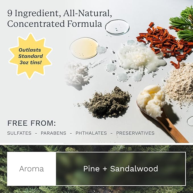 Highland Glacial Hair Clay Pomade - Award winning hair styling clay for men and women made with 100% all natural and organic ingredients that promote hair and scalp health. Low shine, Medium Hold.