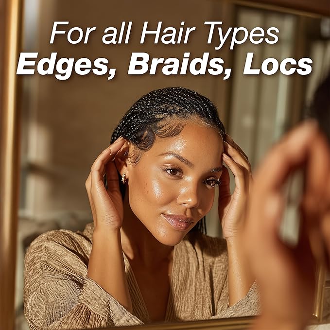 Edge Lux Edge Gro+ Real 24K Gold Repairing Edge Control Gel with Castor Oil, Biotin, Miracle Mineral, and Pearl Powder - Strengthening Hair Gel for All Hair Types, 3.53 Ounce