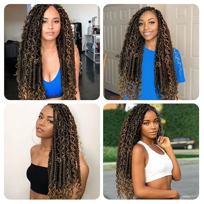 Passion Twist Hair 24inch Passion Twist Crochet Hair Long Bohemian Braiding Hair Pre Looped Passion Twist Crochet Braids Soft Pre Looped Curly Crochet Hair Faux Locs Passion Twist Hair for Women 96pc