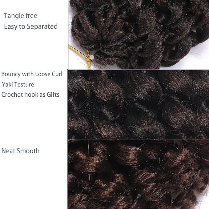 3 Packs Jamaican Bounce Crochet Hair 2X Ringlet Wand Curl 8 inch Synthetic Crochet Hair Extensions Crochet Braiding Hair 20 Roots T30