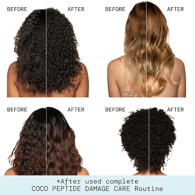 Pacifica Coco Peptide Damage Care Shampoo & Conditioner Set – Repairing Hair Care for Dry Damaged Hair Vegan Collagen & Peptides for Split Ends & Breakage Sulfate Free Clean Vegan Dermatologist Tested