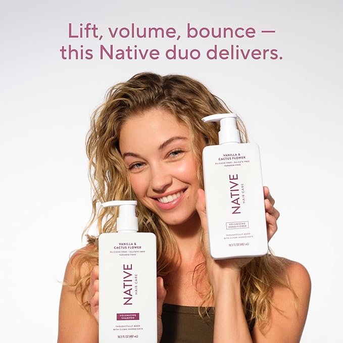 Native Vanilla & Cactus Flower 2-in-1 Shampoo & Conditioner Contain Naturally Derived Ingredients |All Hair Type Color & Treated, Fine to Dry Damaged, Sulfate & Dye Free - 2-Pack