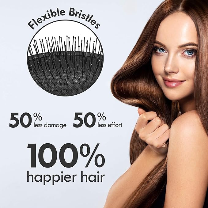 Air Cushion Detangling Hair Brush - 4 Pack Detangler Hairbrush with Ultra Soft Bristles for Effortless Tangle Removal - For Wet Dry Damaged Curly Hair for Women Men Boys Girls Kids - Purple