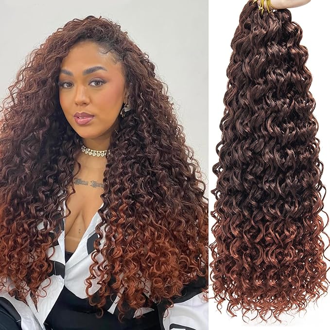 YXCHERISHAIR Curly Crochet Hair GoGo Curl Crochet hair for Women Deep Wave Braiding hair,Synthetic Bohemian Crochet Braid Water Wave Crochet hair Extensions(8Packs, 28Inch,1B/350)