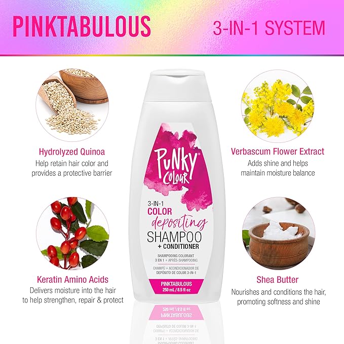 Punky Colour 3-in-1 Color Depositing Hair Cleanser & Conditioner, 8.5 fl oz. (Pinktabulous)