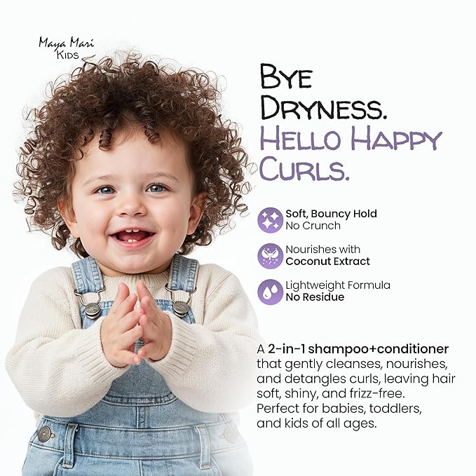 2 in 1 Natural Kids Shampoo and Conditioner, Tear Free | For Toddlers with Curly Hair | For All Kids Hair Types | Coconut & Lime Twist, Made in the USA, 32 Fl Oz