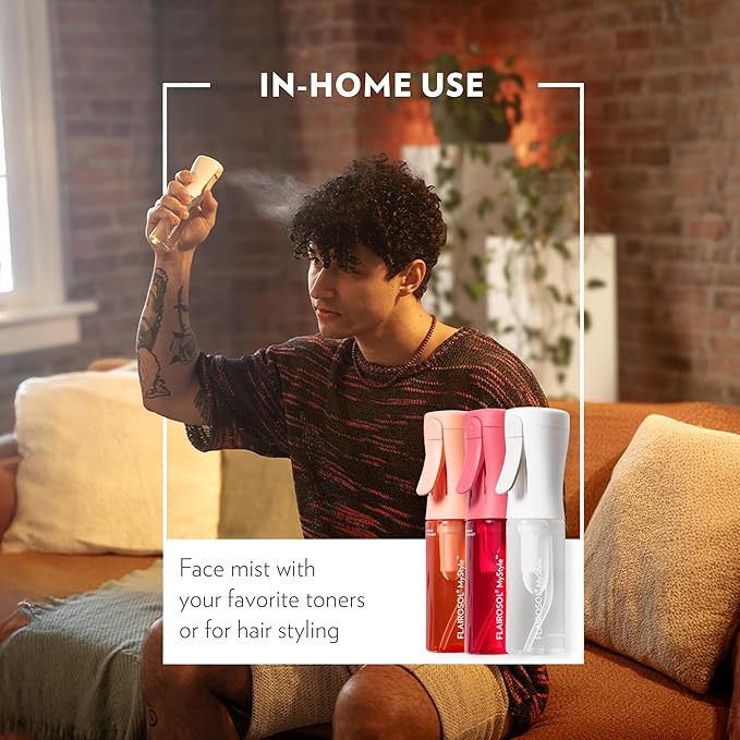 FLAIROSOL MyStyle, Spray Bottle for Hair- 3 Pack Small Travel Spray Bottle, Ultra Fine Continuous Water Mist for Face, Hairstyling, Salon, Cleaning, Beauty, Toners, Hydration & Makeup, 3.04oz / 90ml