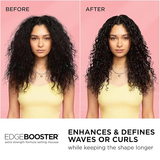 Style Factor EDGE BOOSTER Extra Strength Setting Mousse – Frizz Control, Extra Volume, and Conditioning – 6.4oz Blue Sapphire Mousse for Curly Hair