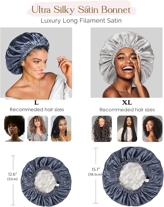 YANIBEST Silk Bonnet Satin Bonnet for Sleeping Women Men, Adjustable Double Layer Hair Bonnet for Curly Braids Reduce Frizz