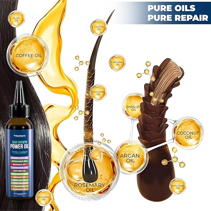 Rosemary Oil With Black Castor, Batana, Lavender, Coffee, Coconut, Argan, Avocado, Olive, Almond & Parsley Seed Oil, 11 Oils Infused for Ultimate Hair Growth (4 fl oz (120 ml))