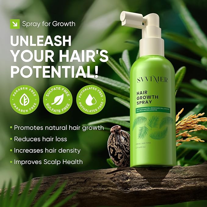 Svvimer Hair Growth Serum Spray - with Rosemary Batana Oil Biotin for Hair Loss and Thinning - Thicker Fuller Longer - for Women and Men 2.7 Fl Oz (Pack of 1)