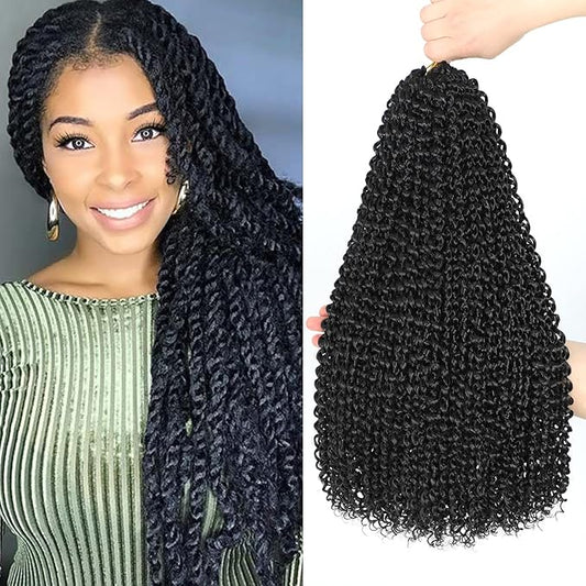 Dansama 7 Packs Passion Twist Hair Water Wave Braiding Hair for Butterfly Style Crochet Braids Bohemian Hair Extensions (18inch (Pack of 7), #1B)
