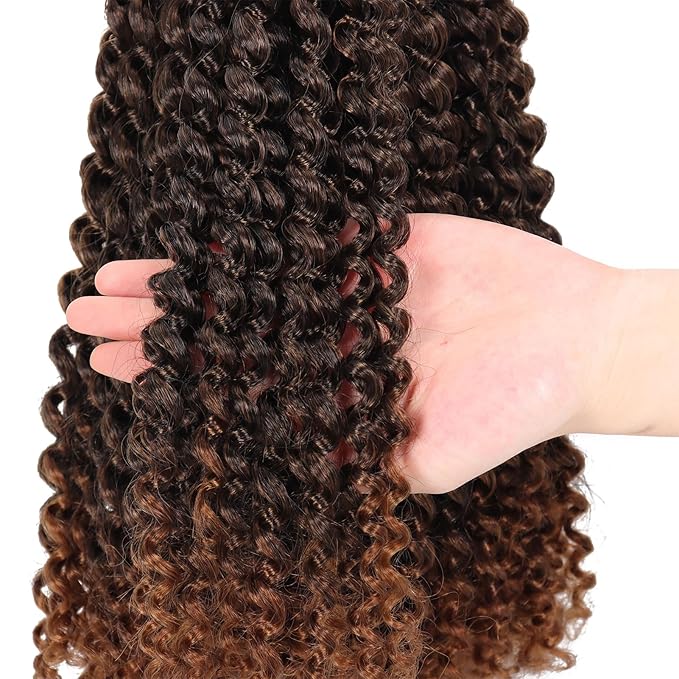 Dorsanee Ombre Brown Passion Twist Hair 12 Inch 7 Packs Water Wave Crochet Hair Long Bohemian Curly Braiding Hair for Butterfly Locs, Faux Locs, Boho Style Spring Twist Crochet Braids (T30#)