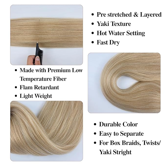 Light Brown Blonde Pre stretched Braiding Hair Anti Itch Braiding Hair Knotless Ez Braid for Box Braids Twist