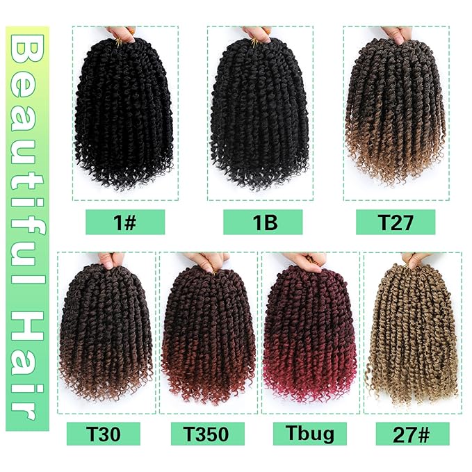 Passion Twist Crochet Hair 10 Inch Passion Twist Hair 8 Packs Pre-Twisted Passion Twist Crochet Hair for Black Women Soft Passion Twist Curly Crochet Hair 10"(Pack of 8) 27#