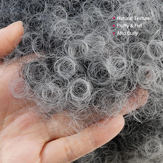 GLAM21USA Afro Puff Drawstring Ponytail Retro Kinky Curly Ponytail Wig Clip in Bun Hair Piece for Black Women Synthetic Hair Extension (MEDIUM, SALTNPEPPER)