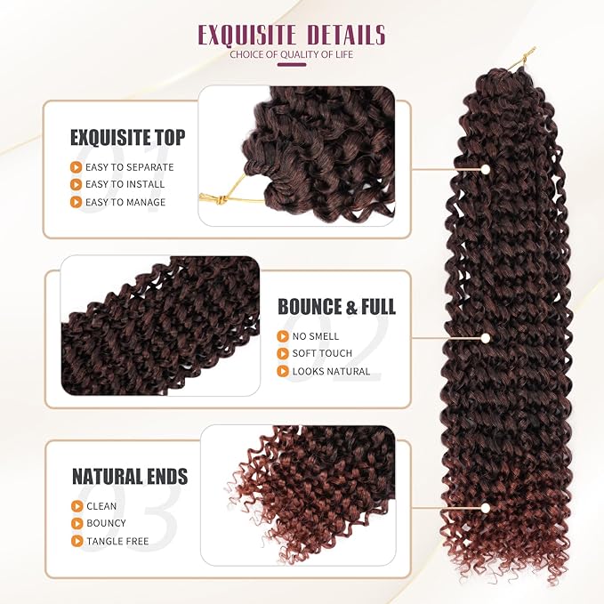 Dansama Passion Twist Hair Water Wave Braiding Hair for Butterfly Style Crochet Braids Bohemian Hair Extensions (18inch (Pack of 7), T1B/350)