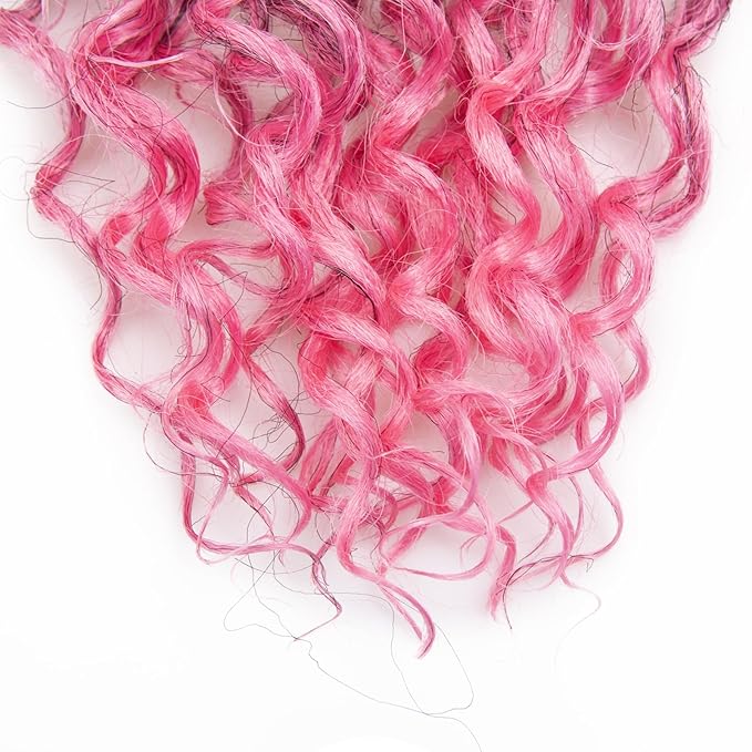 Goddess Locs Crochet Hair 18Inch Crochet Locs,Boho Faux Loc With Curly Ends Pink Crochet Hair Pre-looped River Hippie Bohemian Loc Crrochet Hair for Black Women 4Packs(1B/Pink, 18inch)