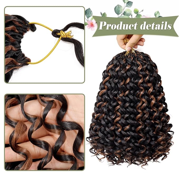 Vomella GoGo Curl Crochet Hair 8 Packs 12 Inch Water Wave Curly Crochet Hair for Women Short Beach Curl Synthetic Deep Twist Crochet Hair Extensions(P30#)