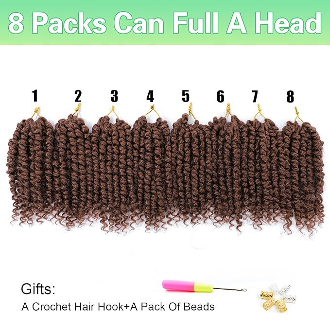 Passion Twist Crochet Hair 6Inch Passion Twist Hair 8 Packs Pre-Twisted Passion Twist Crochet Hair for Black Women Soft Passion Twist Curly Crochet Hair 6"(Pack of 8) 30#