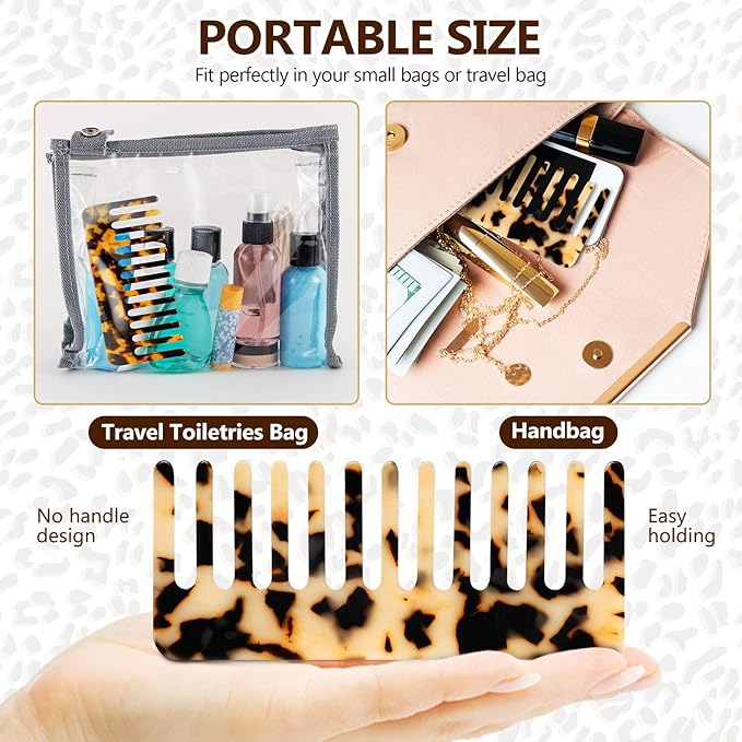 Patelai Wide Tooth Comb Large Hair Detangling Comb for Curly, Wet Dry Hair, No Handle Detangler Accessories(Tortoiseshell, Light Tortoiseshell)