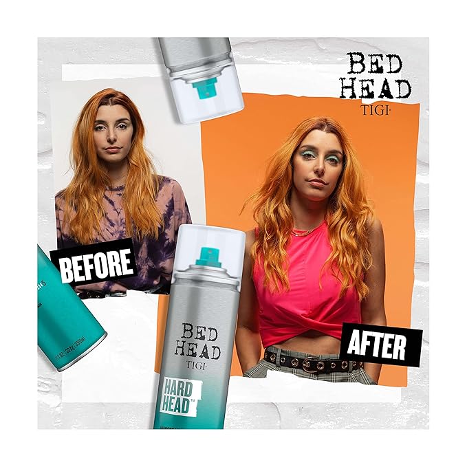TIGI Bed Head Hard Head Hair Spray –Travel Size Hair Spray, Extra Strong Hold for All Day Style and All Hair Types, 3 oz, 2 Pack