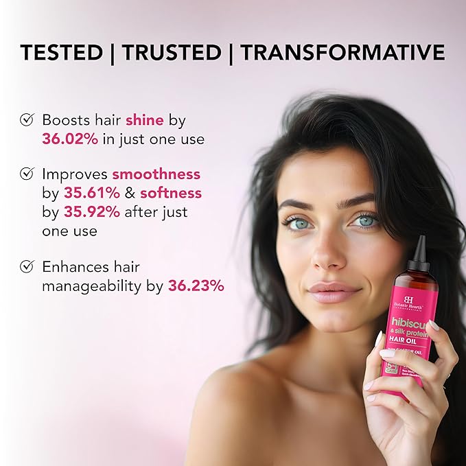 Botanic Hearth Hair Oil for Hair Growth & Home Hair Perm Kit | Strengthening Dry, Frizzy, Damaged Hair & Scalp Treatment | Hibiscus Silk Protein Hair Oil – 6.7 Fl Oz