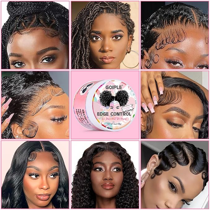 Edge Control Wax for Women Strong Hold - Edge Smoother Edge Wax Styling Gel Edge Control Wax for Black Hair - Rose & Castor Hair Oil for Hair Growth Strengthening Hair Oil Briad Bonnet Brush Set