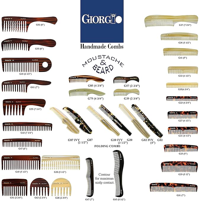 Giorgio G49 Yellow Tokio Large 5.75 Inch Hair Detangling Comb, Wide Teeth for Thick Hair. Detangler Comb For Wet And Dry. Handmade of Quality Cellulose. Saw-Cut, Hand Polished