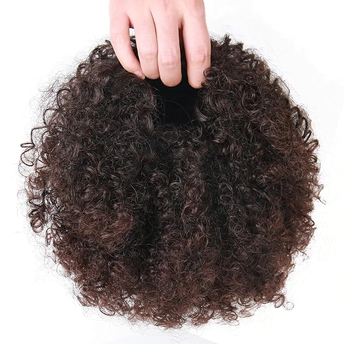 Afro Puff Drawstring Ponytail Extension for Black Women Short Afro Curly Ponytail Extension Clip On Kinky Drawstring Curly Ponytail Bun (T1B/33#)