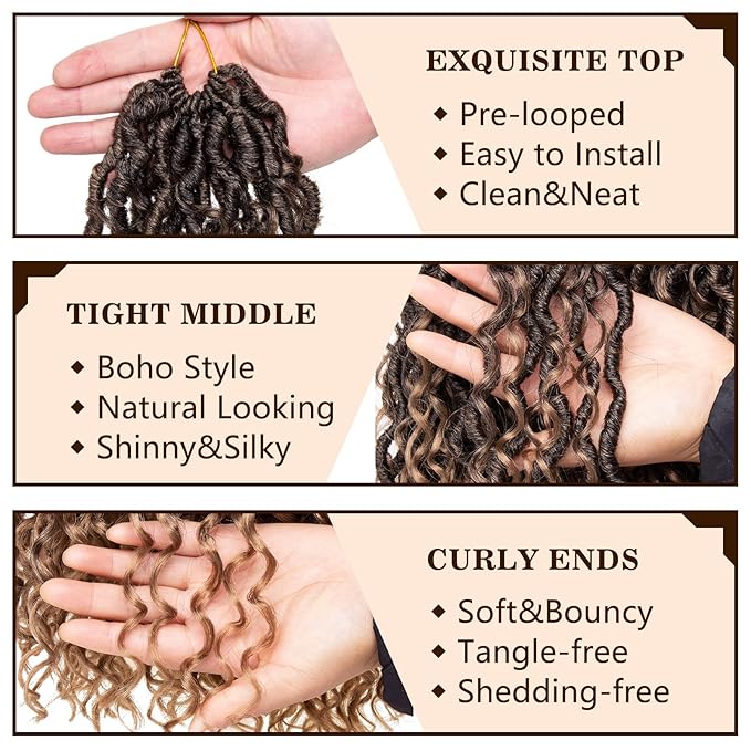 COOKOO 24 Inch Soft Goddess Locs Crochet Hair 8 PCS Ombre Blonde Boho Faux Locs Crochet Hair Pre-looped Boho Crochet Locs Crochet Hair Extentions for Black Women T27#