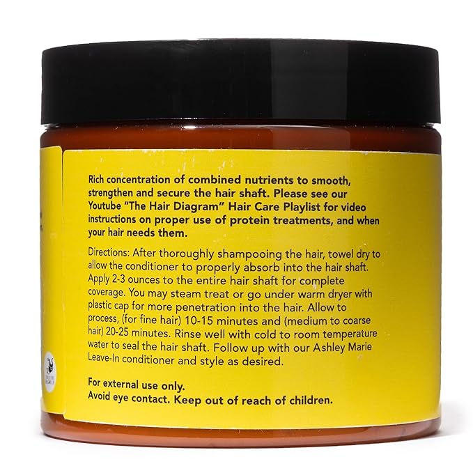 The Hair Diagram - Ashley Marie Protein Conditioner Treatment - Natural Strengthening Conditioner Enriched with Argan Oil & Hydrolyzed Wheat Protein - Color Safe - Paraben & Sulfate Free - 12oz