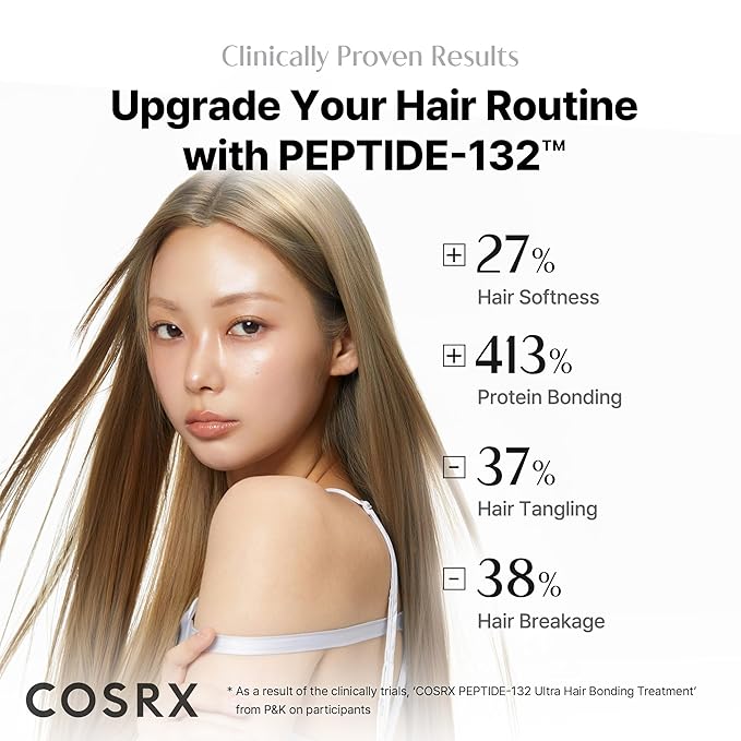 COSRX PEPTIDE 132 Hair Bonding Repair Treatment - Deep Conditioner Hair Mask for Damaged, Dry Hair, Repairs Breakage & Split Ends, For All Hair Types, Stocking Stuffers – 4.05 fl oz