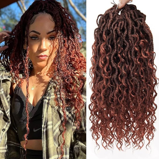8Packs Goddess Locs Crochet Hair 12Inch Boho Faux Locs,Crochet Loc With Curly Ends River Hippie Bohemian Loc Crochet Hair for Black Women(1B/350, 12inch(Pack of 8))