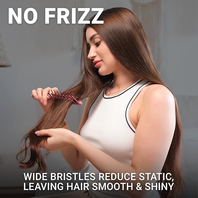 Janeke J-Brush Detangling Comb for Curly and Wavy Hair – Wide Tooth J-Shape Brush for Wet and Dry Use – Anti-Frizz, Lightweight and Gentle on Scalp – Made in Italy Professional Styling Tool (Pink)