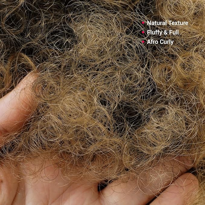 GLAM21USA Afro Puff Drawstring Ponytail Retro Kinky Curly Ponytail Wig Clip in Bun Hair Piece for Black Women Synthetic Hair Extension (LARGE, T1B/27)