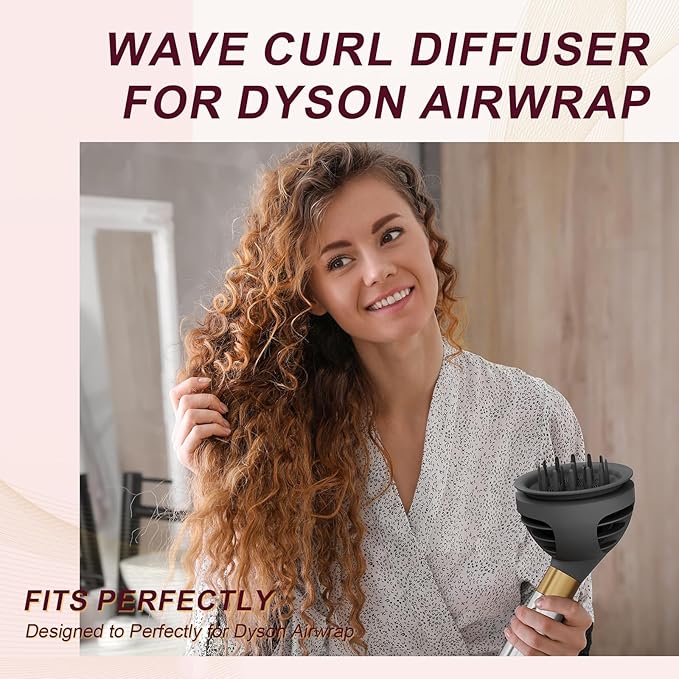 Wave Curl Diffuser Attachment Compatible with Dyson Airwrap, Upgraded Hair Diffuser Nozzle Dome and Diffuse Modes to Dryer Faster and Define Curls Hair Attachments for Air wrap Styler HS01 HS05 HS08