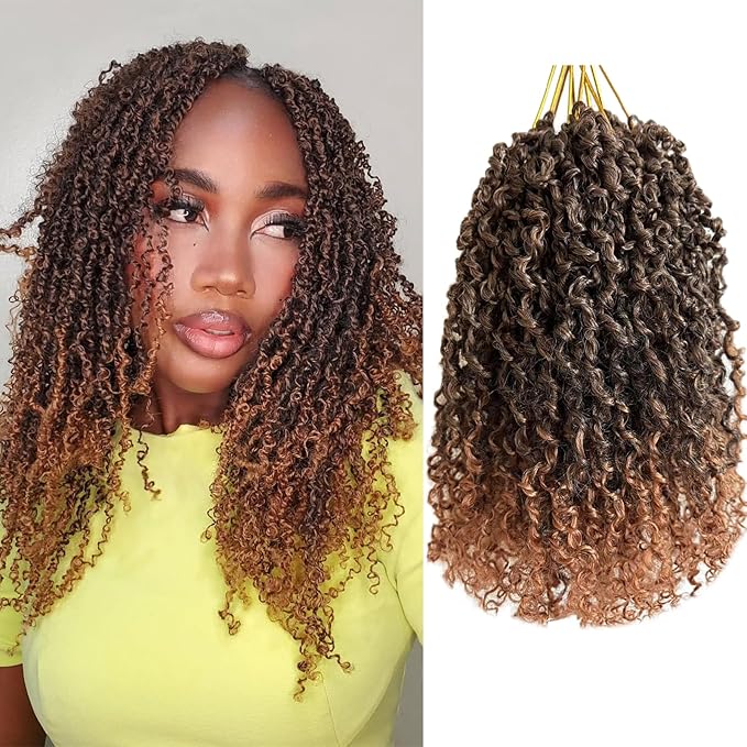 8 Inch Pre-Looped Yanky Twist Crochet Hair, 30 Strands/Pc, Mini Passion Twists, Senegalese Braiding Hair (T30, 8 Pcs/Pack)