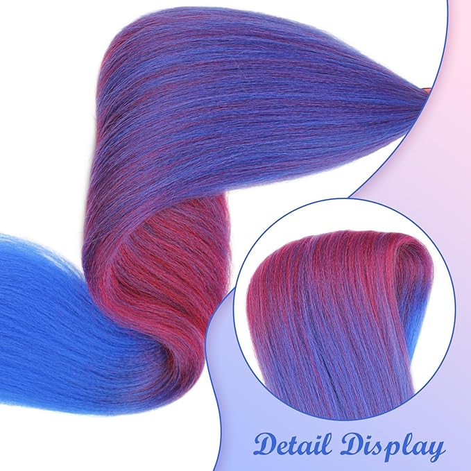 Ombre Blue-Rose Pre stretched Braiding Hair 2 Packs Pre feathered Braid Hair Extensions 30 Inches Synehetic Hair Braids